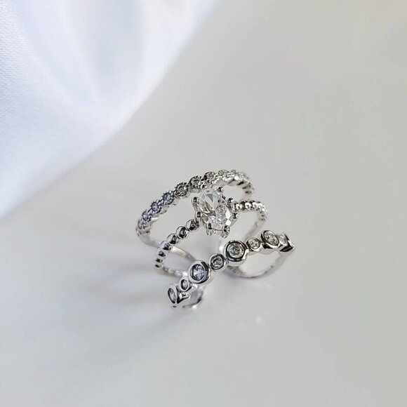 Sterling Silver Ring, Multi Layered Ring, Adjustable Ring, Statement Ring, Women - Picture 2 of 10